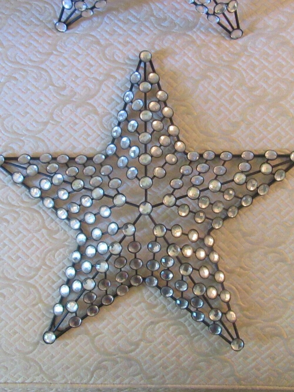 2 Vintage 14.5 in. black metal star decor with faceted embellishments - Picture 9 of 13